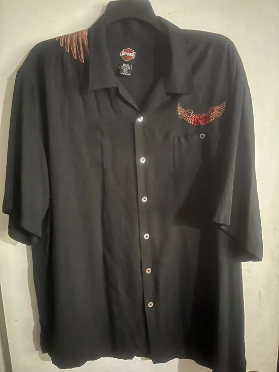 Harley Davidson / Tori Richards Button Front Silk Shirt , Size XXL - Picture 2 of 4